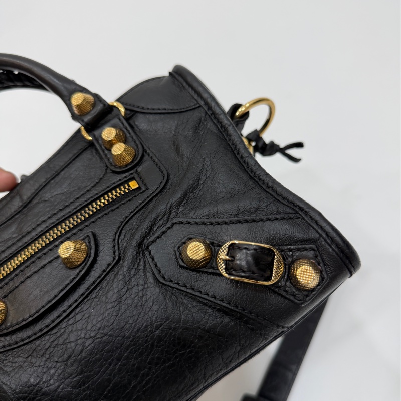 BALENCIAGA 巴黎世家 mini City 黑色 機車包 斜背包 肩背包 側背包 手提包-30