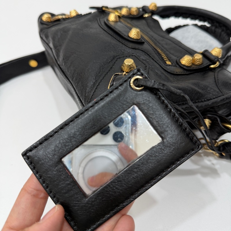 BALENCIAGA 巴黎世家 mini City 黑色 機車包 斜背包 肩背包 側背包 手提包-36