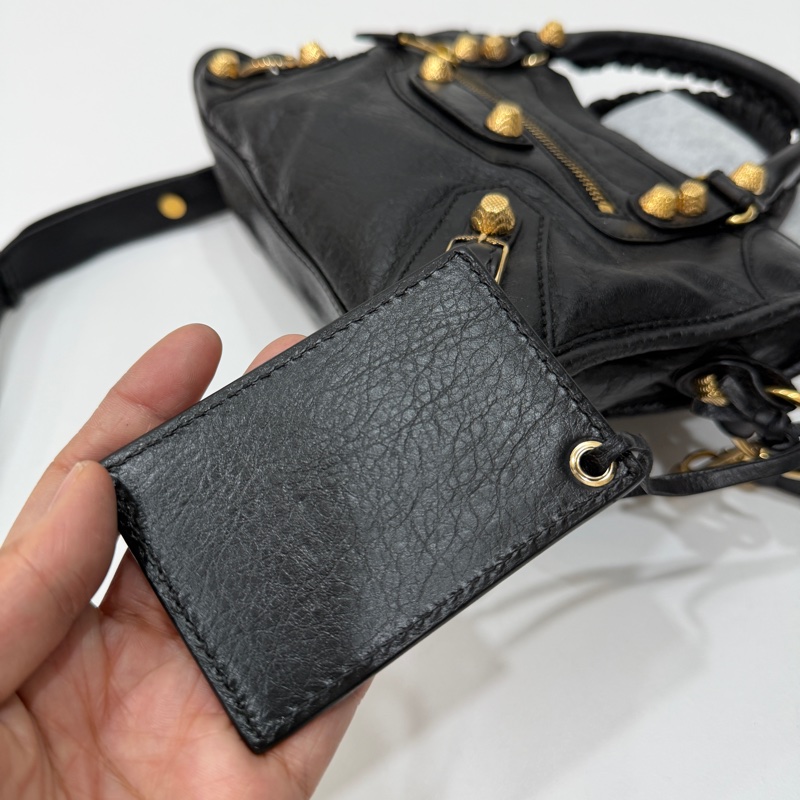 BALENCIAGA 巴黎世家 mini City 黑色 機車包 斜背包 肩背包 側背包 手提包-37