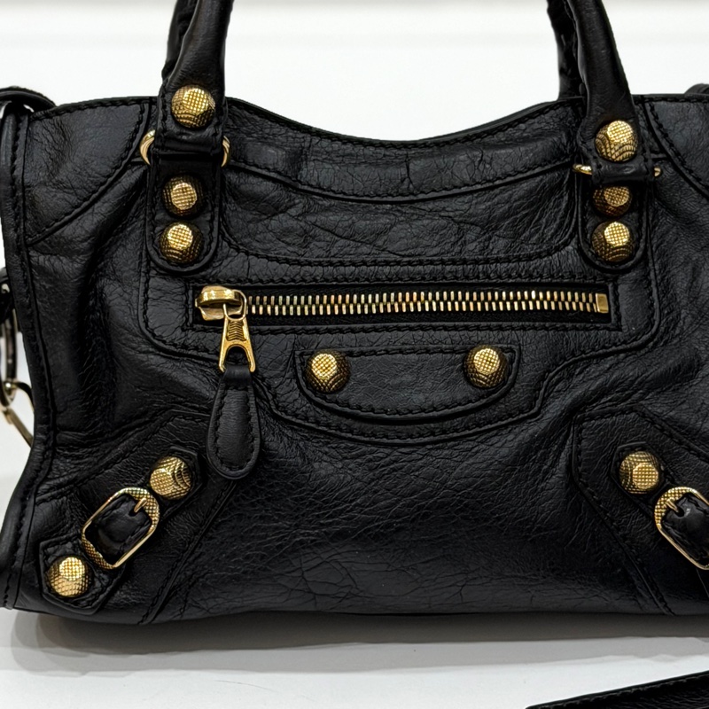 BALENCIAGA 巴黎世家 mini City 黑色 機車包 斜背包 肩背包 側背包 手提包-44