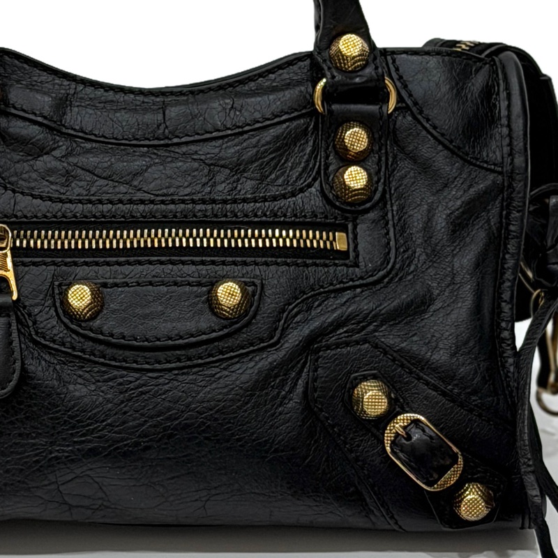 BALENCIAGA 巴黎世家 mini City 黑色 機車包 斜背包 肩背包 側背包 手提包-45