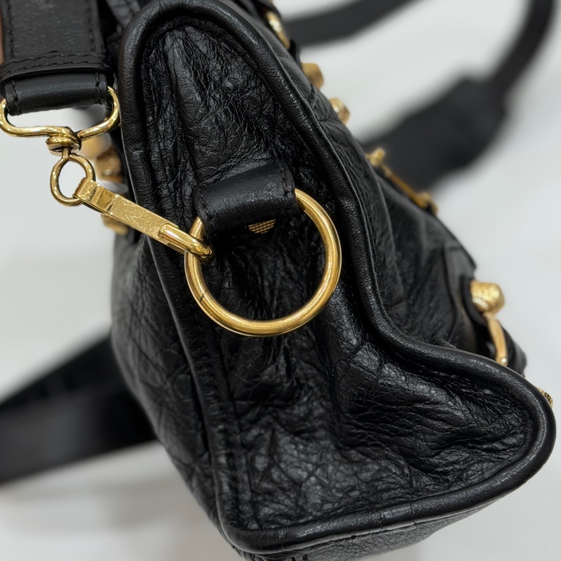 BALENCIAGA 巴黎世家 mini City 黑色 機車包 斜背包 肩背包 側背包 手提包-50