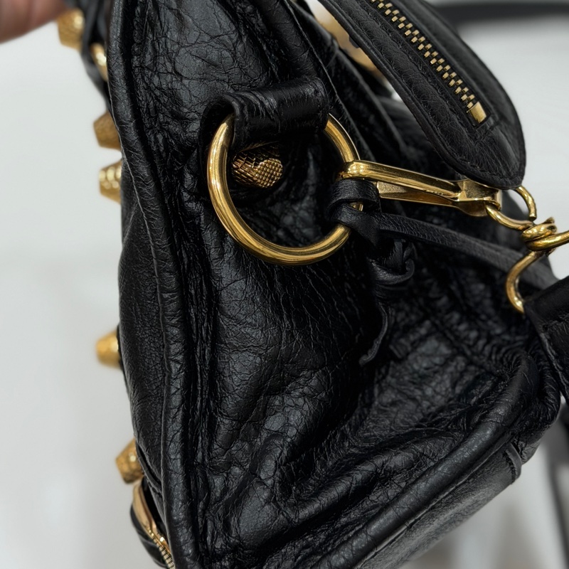BALENCIAGA 巴黎世家 mini City 黑色 機車包 斜背包 肩背包 側背包 手提包-51
