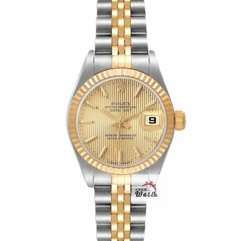 【大眾名錶】ROLEX 勞力士 79173 Datejust 蠔式日誌 女錶半金款 金面直條紋面盤 大眾名錶B1197