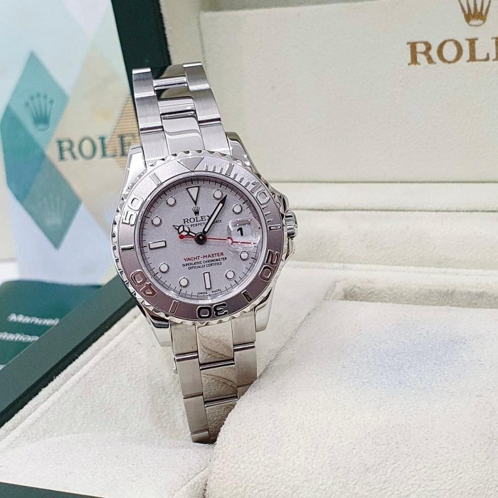 【大眾名錶】Rolex勞力士169622 Yacht-Master 鉑金小遊艇 紅色指針 鉑金噴砂面 大眾名錶B1012-1