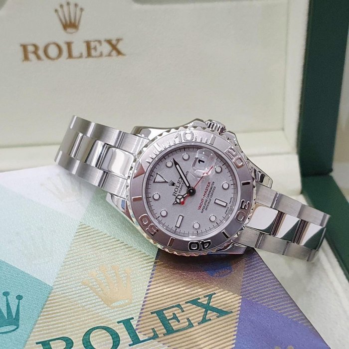 【大眾名錶】Rolex勞力士169622 Yacht-Master 鉑金小遊艇 紅色指針 鉑金噴砂面 大眾名錶B1012-2