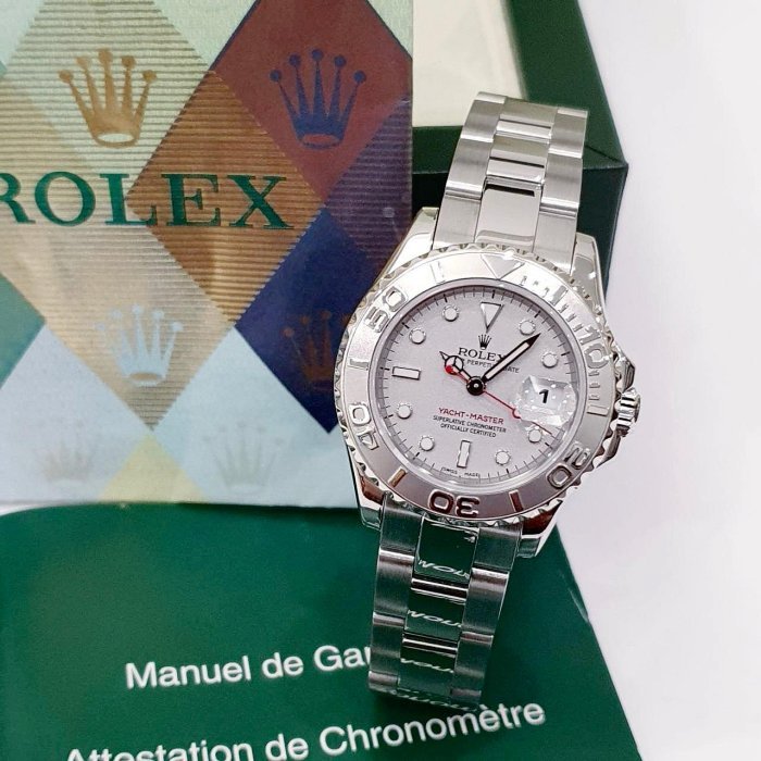 【大眾名錶】Rolex勞力士169622 Yacht-Master 鉑金小遊艇 紅色指針 鉑金噴砂面 大眾名錶B1012-3