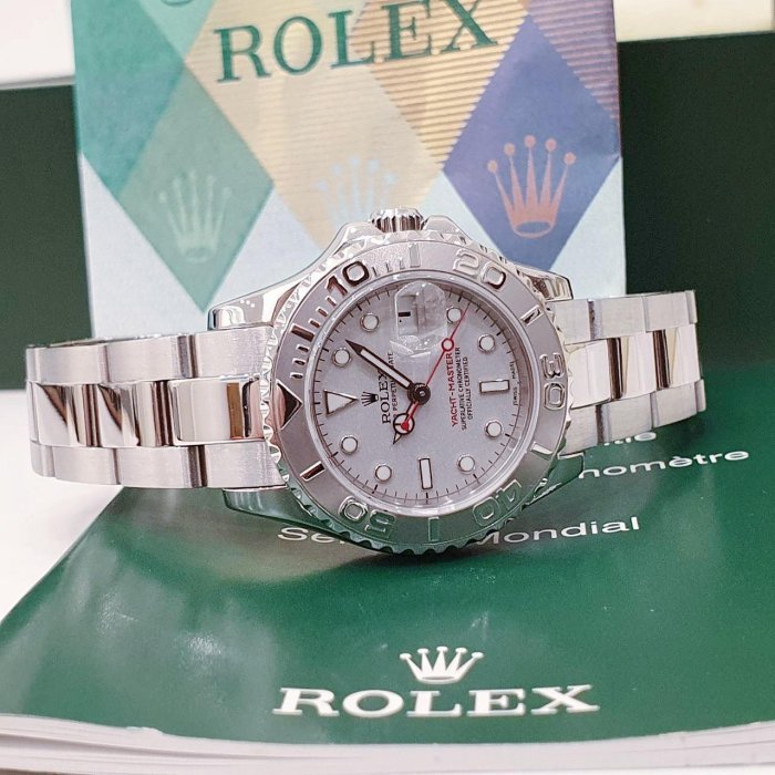 【大眾名錶】Rolex勞力士169622 Yacht-Master 鉑金小遊艇 紅色指針 鉑金噴砂面 大眾名錶B1012-4