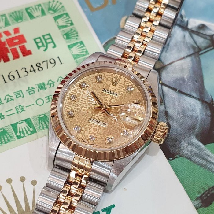 【大眾名錶】ROLEX 勞力士 69173 Datejust 半金女錶 紀念金十鑽面盤 台灣AD 大眾名錶B1206-8
