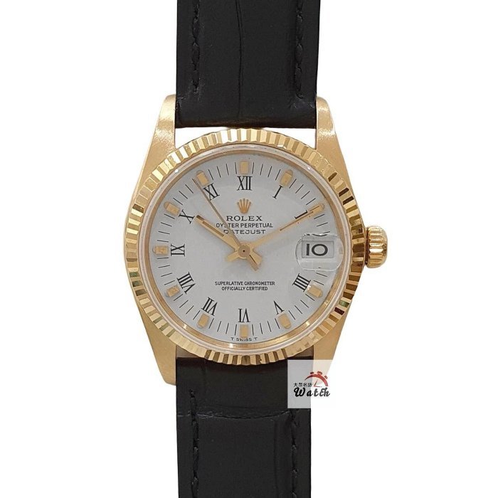 【大眾名錶】Rolex 勞力士 6827 Datejust 中型蠔式 白羅馬面 原廠18K金錶頭 大眾名錶B982-0