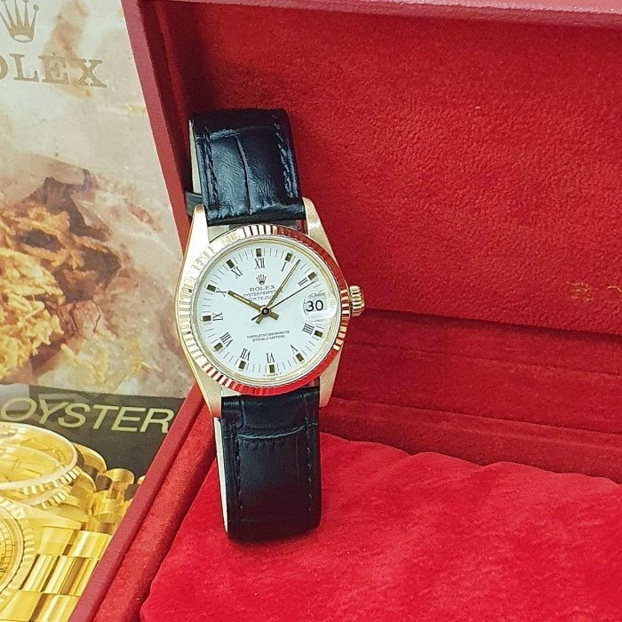 【大眾名錶】Rolex 勞力士 6827 Datejust 中型蠔式 白羅馬面 原廠18K金錶頭 大眾名錶B982-1