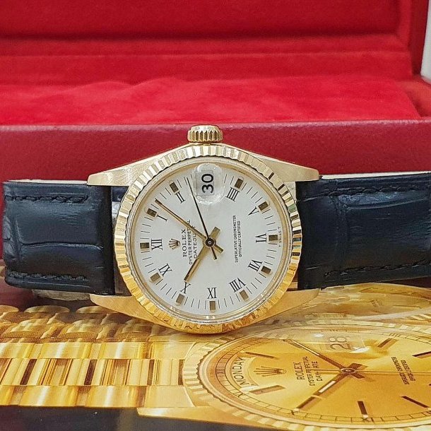 【大眾名錶】Rolex 勞力士 6827 Datejust 中型蠔式 白羅馬面 原廠18K金錶頭 大眾名錶B982-2