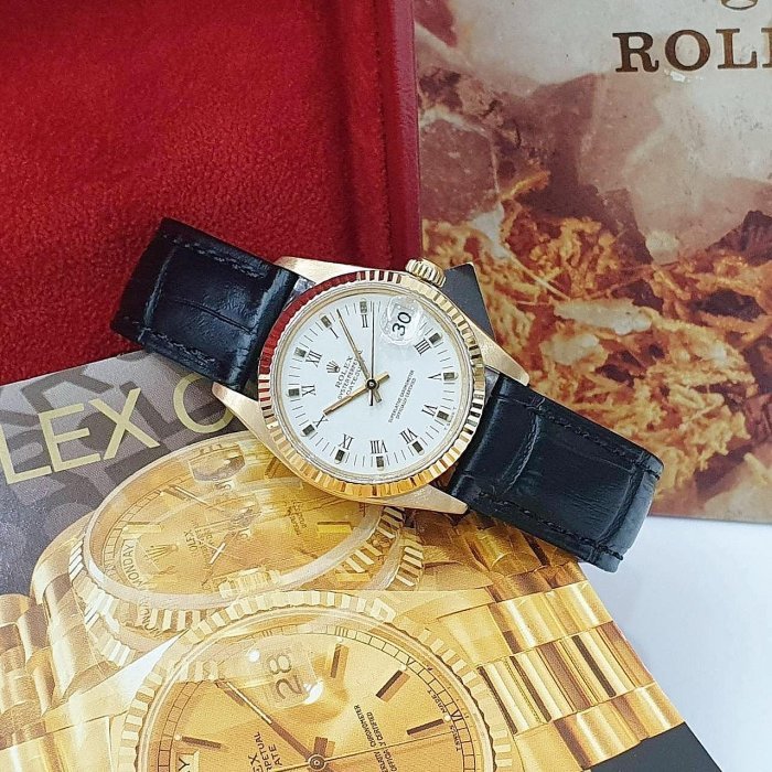 【大眾名錶】Rolex 勞力士 6827 Datejust 中型蠔式 白羅馬面 原廠18K金錶頭 大眾名錶B982-4