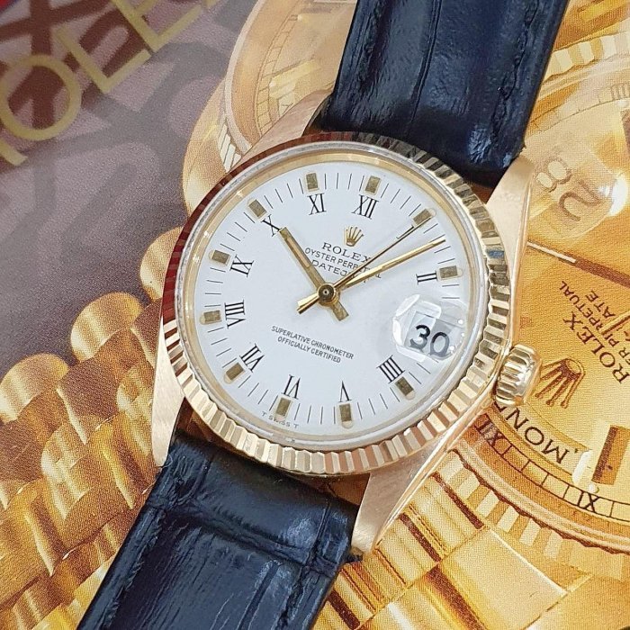 【大眾名錶】Rolex 勞力士 6827 Datejust 中型蠔式 白羅馬面 原廠18K金錶頭 大眾名錶B982-5