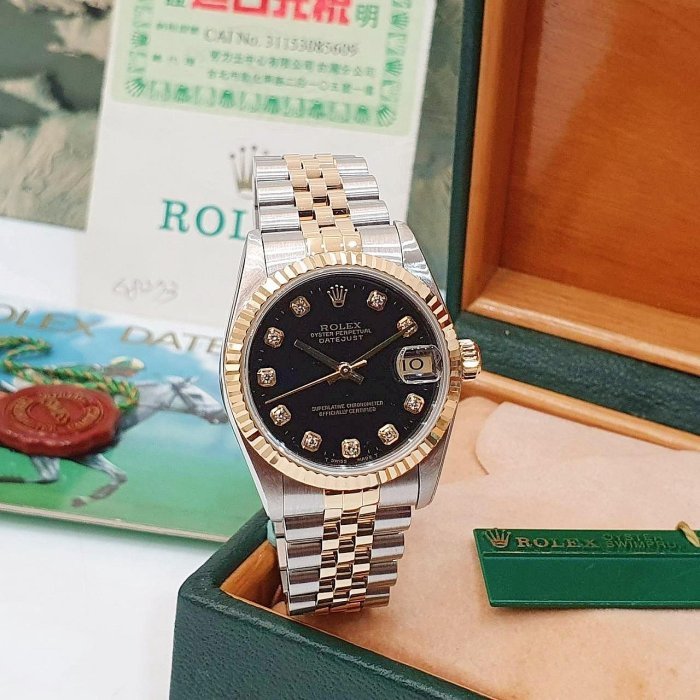【大眾名錶】Rolex 勞力士 68273 Datejust 原廠黑十鑽面盤 原面未翻寫 中型蠔式 大眾名錶B1137-1