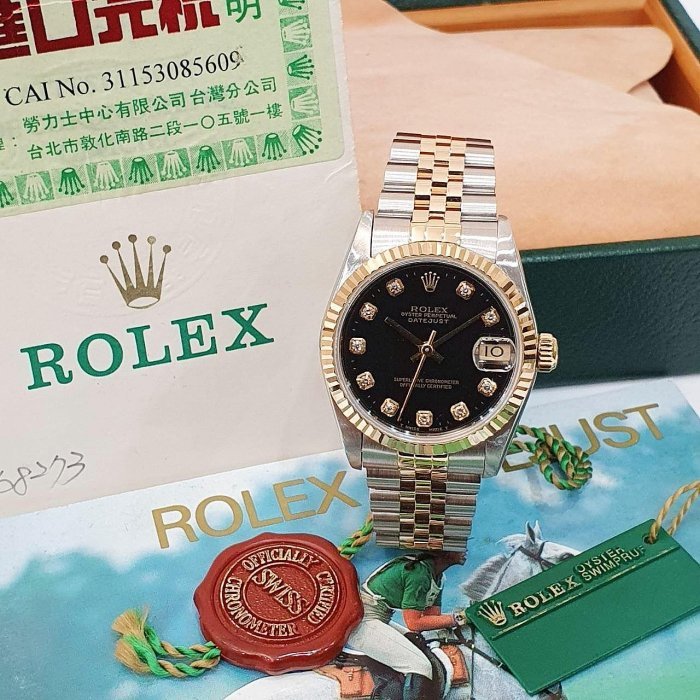 【大眾名錶】Rolex 勞力士 68273 Datejust 原廠黑十鑽面盤 原面未翻寫 中型蠔式 大眾名錶B1137-4