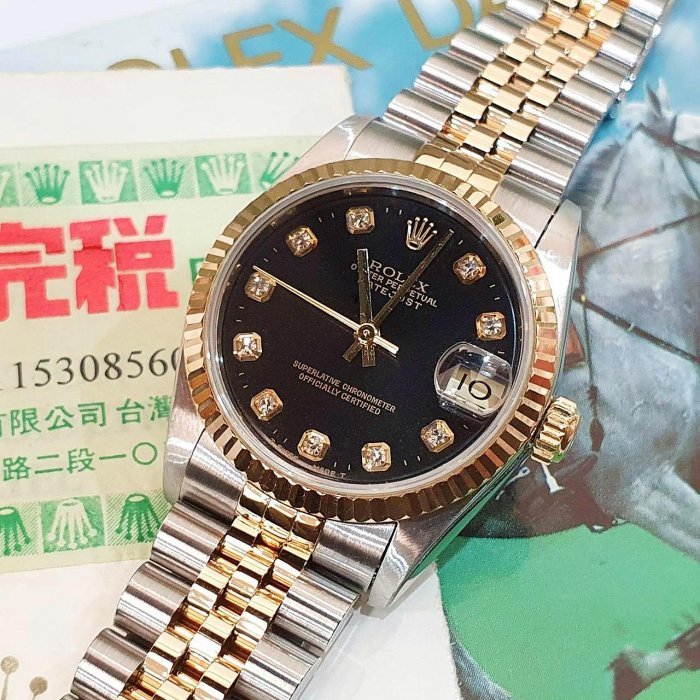 【大眾名錶】Rolex 勞力士 68273 Datejust 原廠黑十鑽面盤 原面未翻寫 中型蠔式 大眾名錶B1137-8