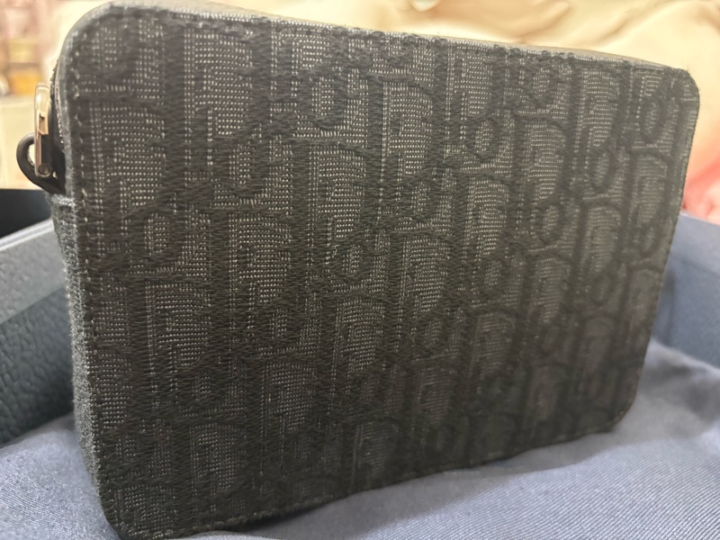 zipped pouch with strap black dior oblique jacquard-7