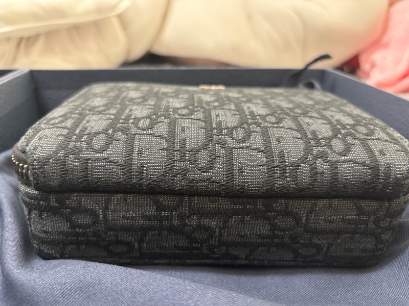 zipped pouch with strap black dior oblique jacquard-8