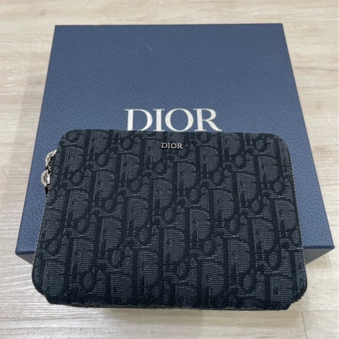 zipped pouch with strap black dior oblique jacquard