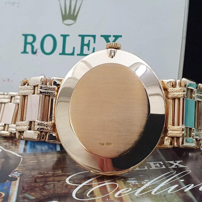【大眾名錶】ROLEX 勞力士 4083 Cellini徹里尼 金面盤 鑽石時標 後加鑽圈/K金鑽帶 大眾名錶B869-8