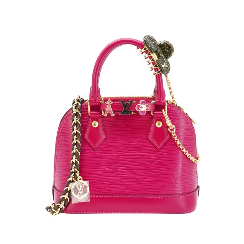 Louis Vuitton 展示品 Alma Mini EPI皮革手提斜背兩用包(M14961-桃紅)-0