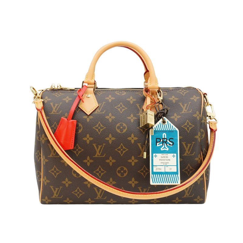 Louis Vuitton 展示品 Speedy Soft 30 Crafty 帆布二用波士頓包(M11945-咖)-0