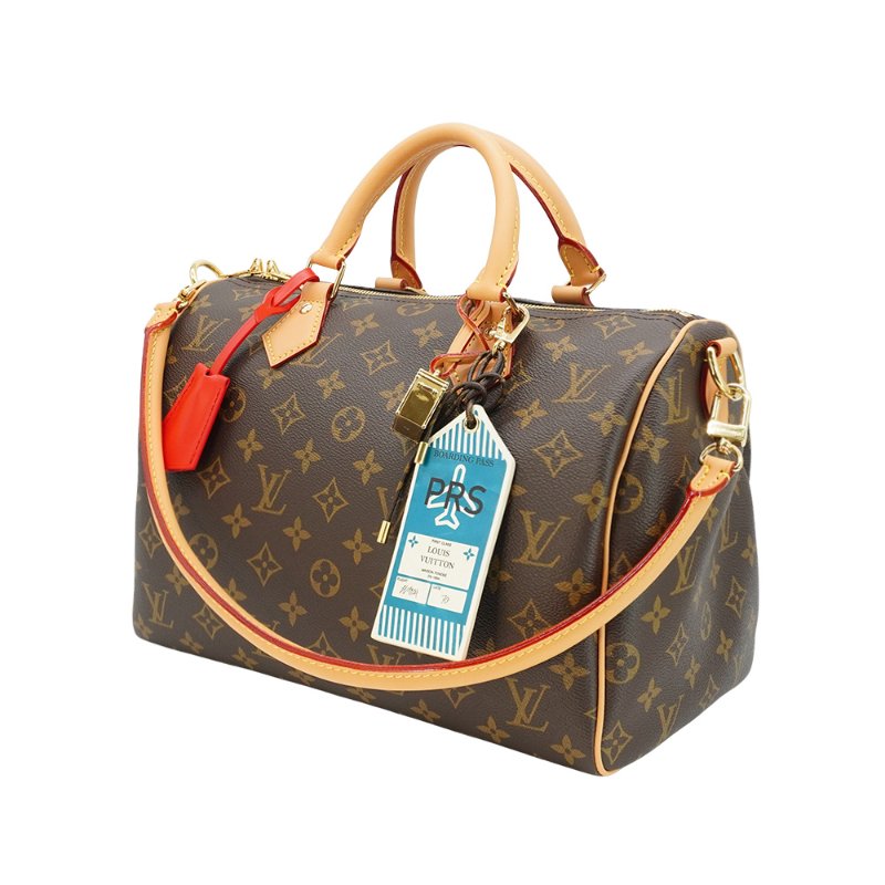 Louis Vuitton 展示品 Speedy Soft 30 Crafty 帆布二用波士頓包(M11945-咖)-1