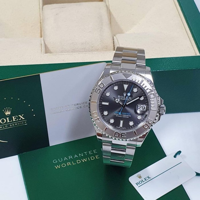 【大眾名錶】ROLEX 勞力士 268622 Yacht-Master 中型遊艇 灰面藍針 PT950 大眾名錶G082-0