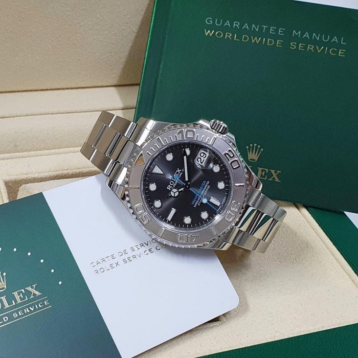 【大眾名錶】ROLEX 勞力士 268622 Yacht-Master 中型遊艇 灰面藍針 PT950 大眾名錶G082-1