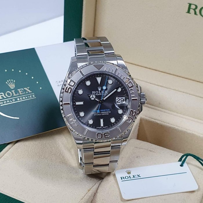【大眾名錶】ROLEX 勞力士 268622 Yacht-Master 中型遊艇 灰面藍針 PT950 大眾名錶G082-2