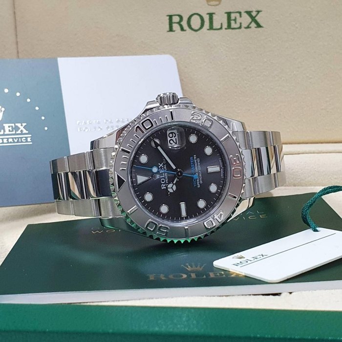 【大眾名錶】ROLEX 勞力士 268622 Yacht-Master 中型遊艇 灰面藍針 PT950 大眾名錶G082-3