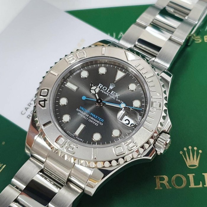 【大眾名錶】ROLEX 勞力士 268622 Yacht-Master 中型遊艇 灰面藍針 PT950 大眾名錶G082-4