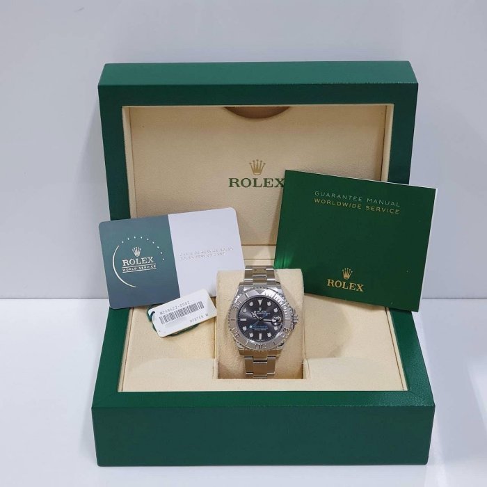 【大眾名錶】ROLEX 勞力士 268622 Yacht-Master 中型遊艇 灰面藍針 PT950 大眾名錶G082-8