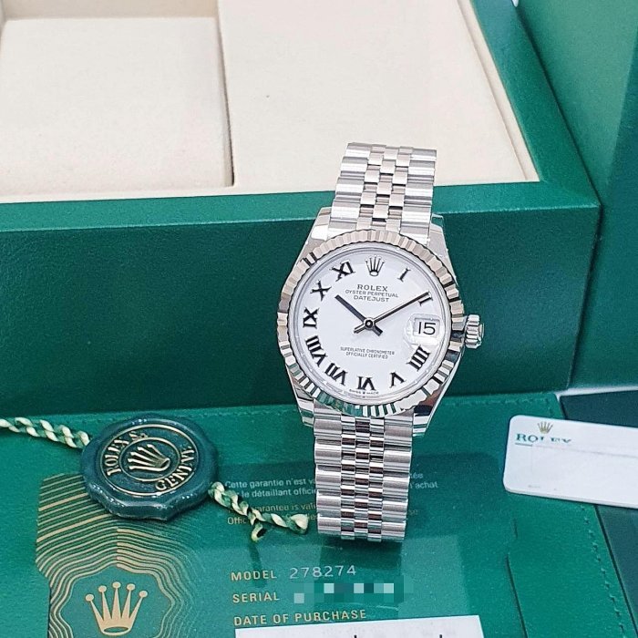 【大眾名錶】ROLEX勞力士 278274 Datejust 蠔式新款中型 白羅馬面 2026/02 大眾名錶B1083-1