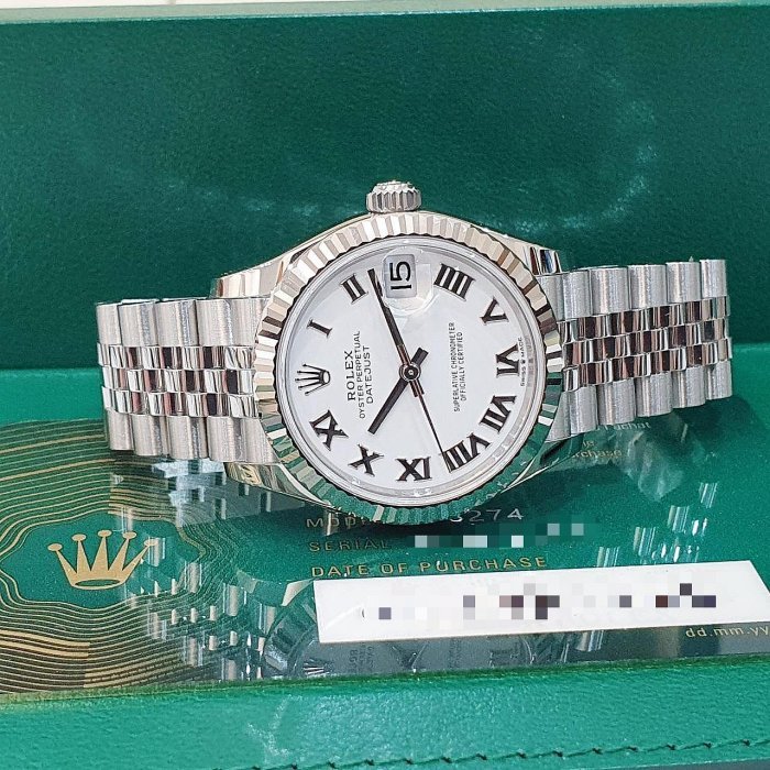 【大眾名錶】ROLEX勞力士 278274 Datejust 蠔式新款中型 白羅馬面 2026/02 大眾名錶B1083-4