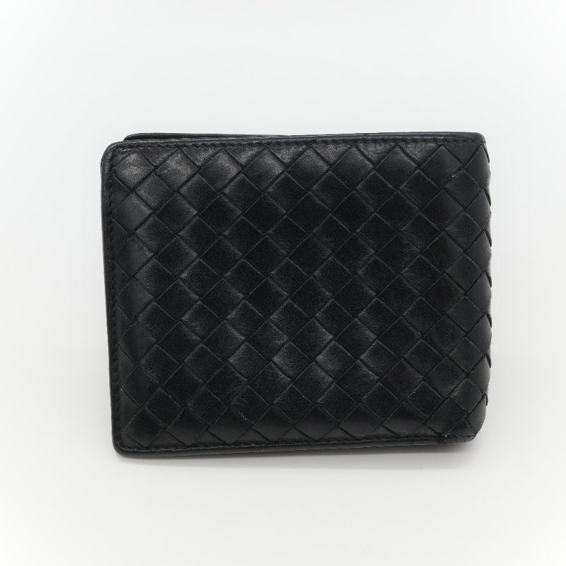 Bottega Veneta 寶緹嘉 Intrecciato 15 經典 黑色寬編織 頂級小牛皮 八卡位雙折短夾-1
