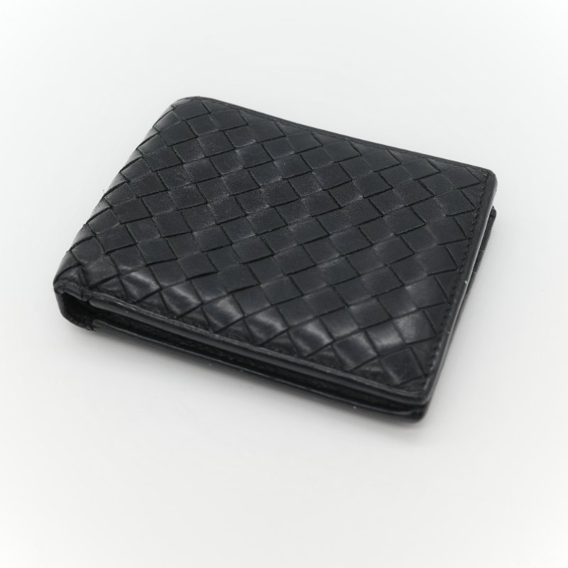 Bottega Veneta 寶緹嘉 Intrecciato 15 經典 黑色寬編織 頂級小牛皮 八卡位雙折短夾-2