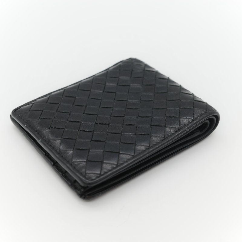 Bottega Veneta 寶緹嘉 Intrecciato 15 經典 黑色寬編織 頂級小牛皮 八卡位雙折短夾-3
