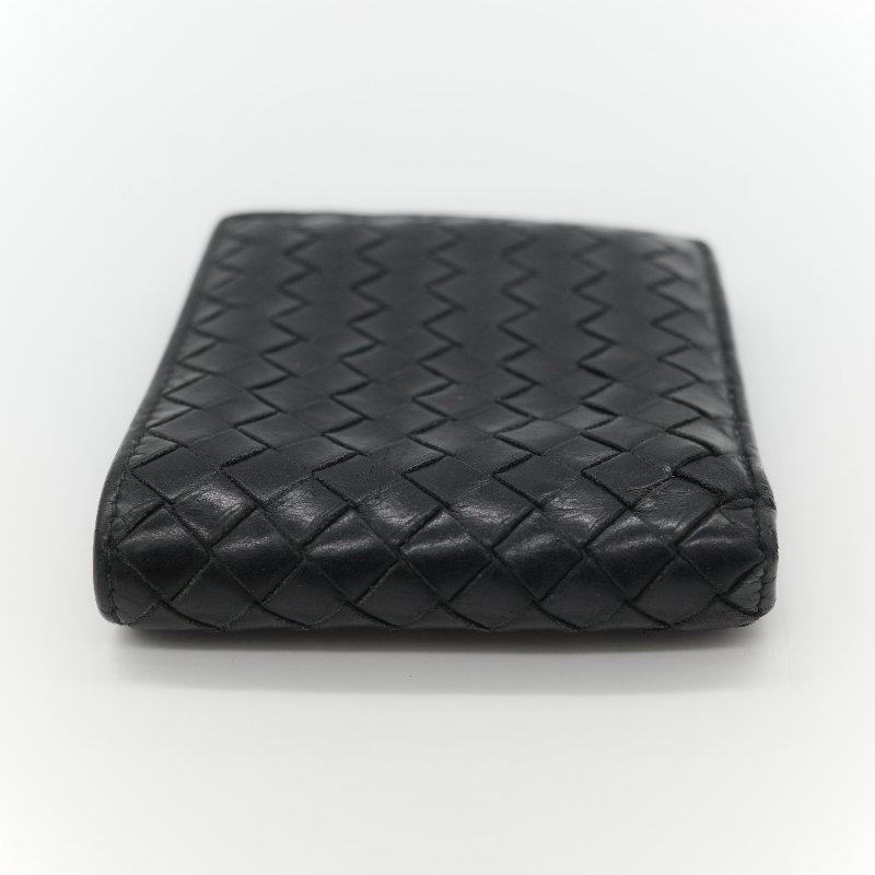 Bottega Veneta 寶緹嘉 Intrecciato 15 經典 黑色寬編織 頂級小牛皮 八卡位雙折短夾-4