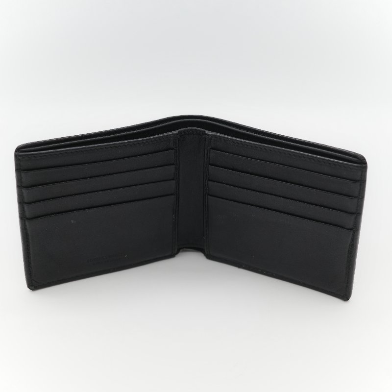 Bottega Veneta 寶緹嘉 Intrecciato 15 經典 黑色寬編織 頂級小牛皮 八卡位雙折短夾-6