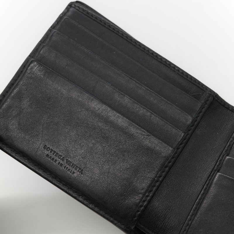 Bottega Veneta 寶緹嘉 Intrecciato 15 經典 黑色寬編織 頂級小牛皮 八卡位雙折短夾-9