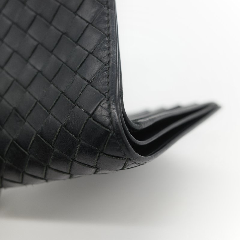 Bottega Veneta 寶緹嘉 Intrecciato 15 經典 黑色寬編織 頂級小牛皮 八卡位雙折短夾-15