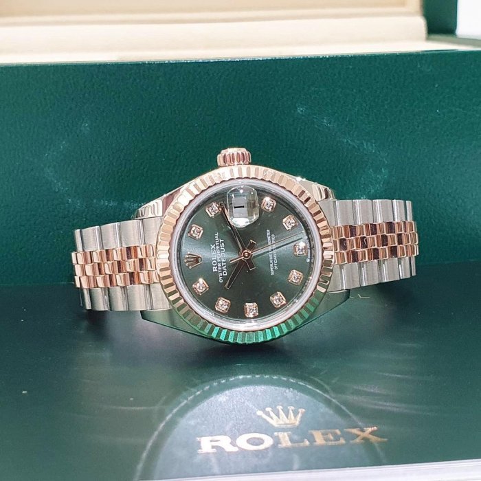 【大眾名錶】Rolex 勞力士 279171 LADY-DATEJUST 新款半金女錶 綠色面盤 大眾名錶G214-4