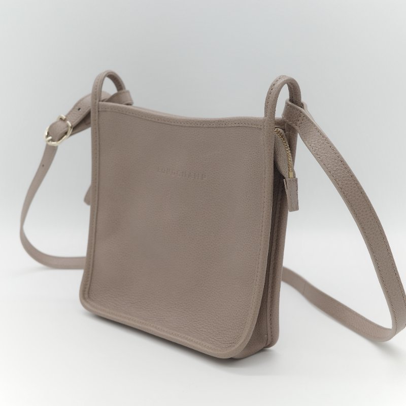 Longchamp 瓏驤 Le Foulonné 斑鳩灰色 經典粒面小牛皮 小型直式手提斜背兩用包-3