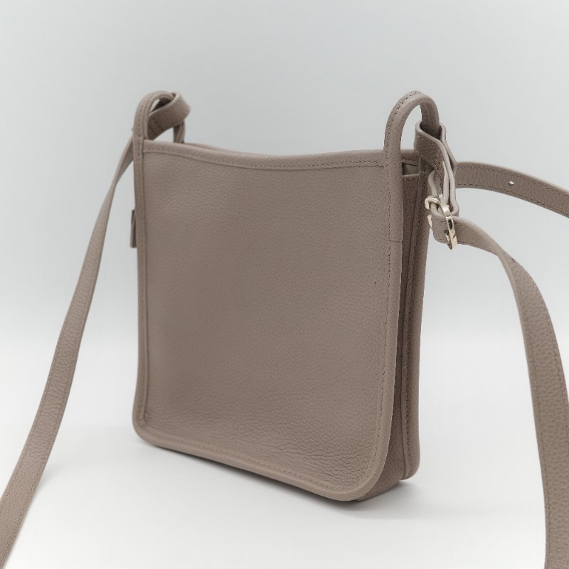 Longchamp 瓏驤 Le Foulonné 斑鳩灰色 經典粒面小牛皮 小型直式手提斜背兩用包-6