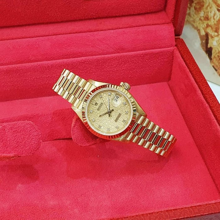 【大眾名錶】ROLEX 勞力士 69178 Datejust 18K金女錶 紀念金十鑽面盤 錶徑26 大眾名錶B1135-1