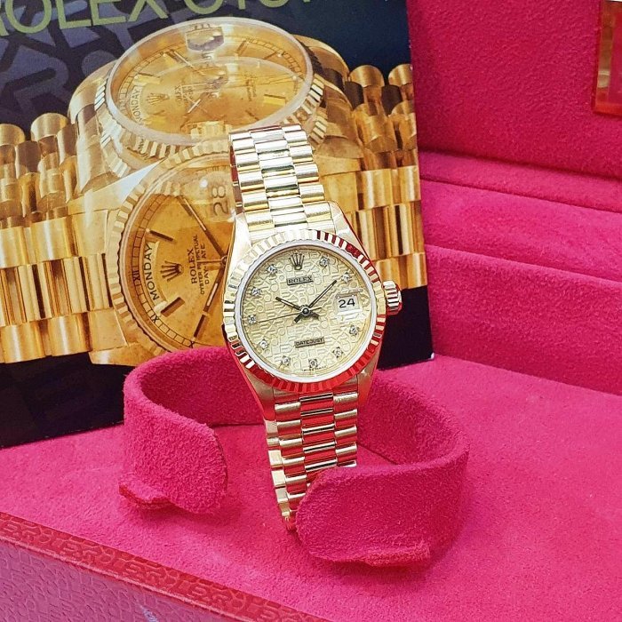 【大眾名錶】ROLEX 勞力士 69178 Datejust 18K金女錶 紀念金十鑽面盤 錶徑26 大眾名錶B1135-2