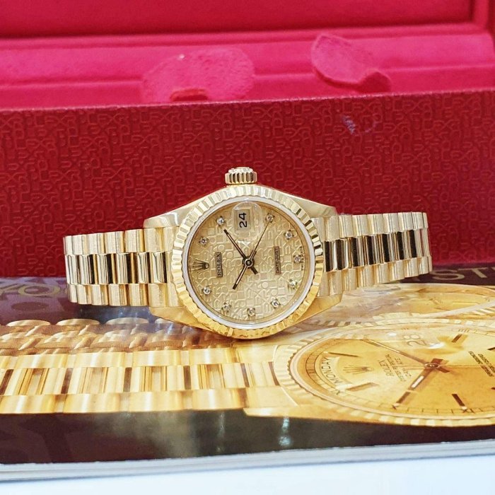 【大眾名錶】ROLEX 勞力士 69178 Datejust 18K金女錶 紀念金十鑽面盤 錶徑26 大眾名錶B1135-3