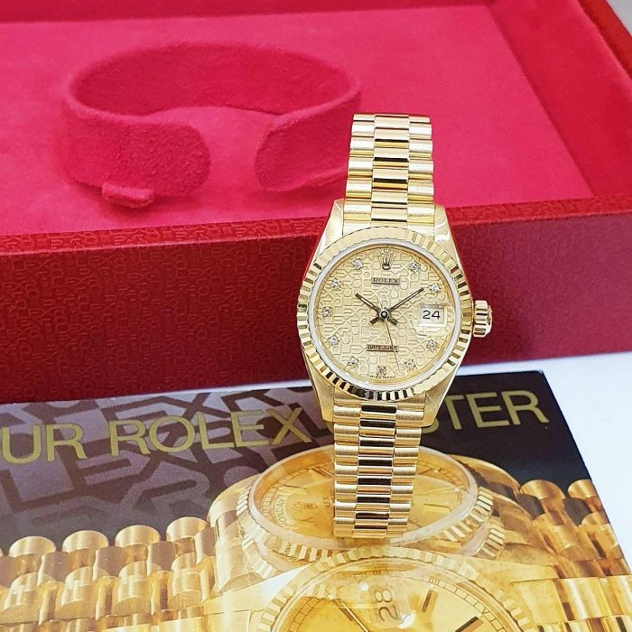 【大眾名錶】ROLEX 勞力士 69178 Datejust 18K金女錶 紀念金十鑽面盤 錶徑26 大眾名錶B1135-4
